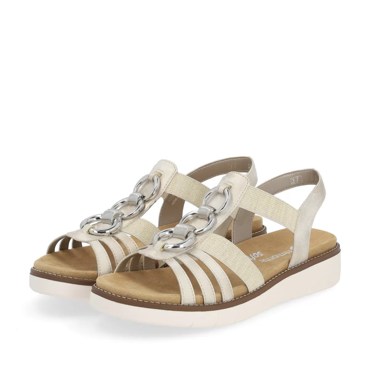 Damen Remonte Damen Riemchensandalen creme-silber