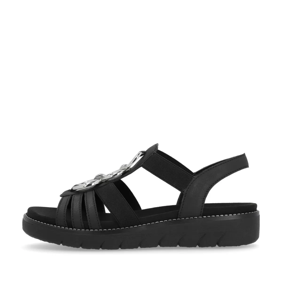 Damen Remonte Damen Riemchensandalen nacht-silber