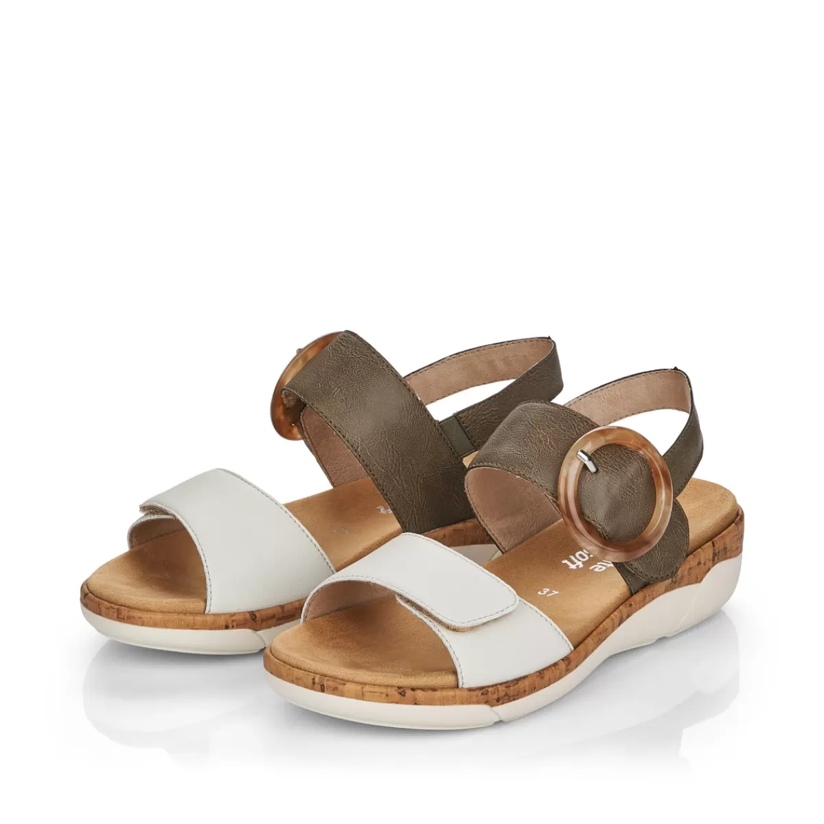 Damen Remonte Damen Riemchensandalen oliv-altweiß