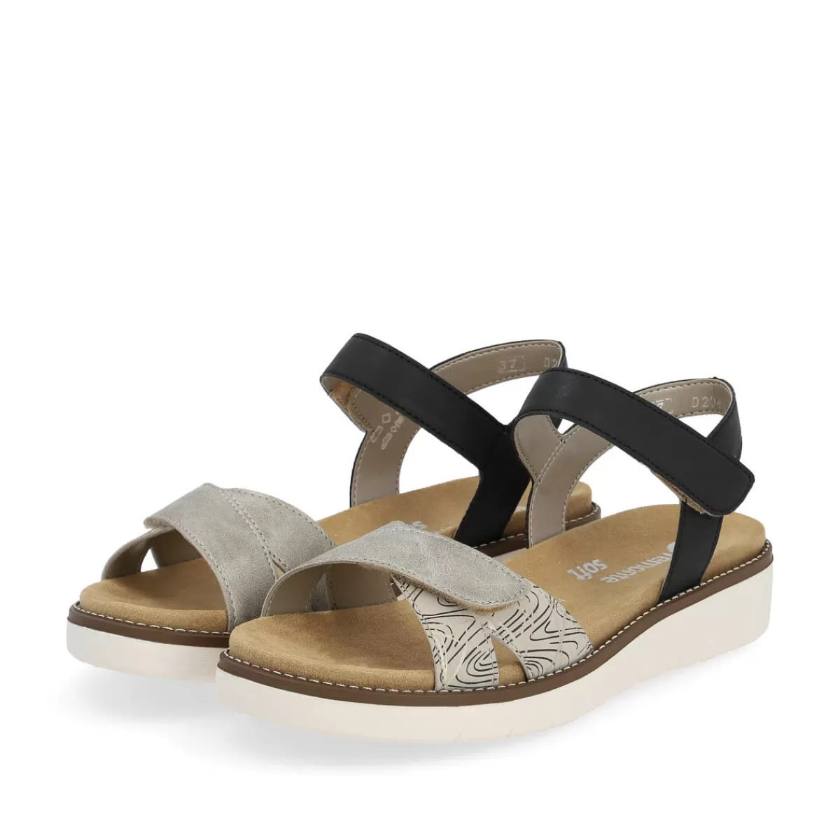 Damen Remonte Damen Riemchensandalen sand-tiefschwarz