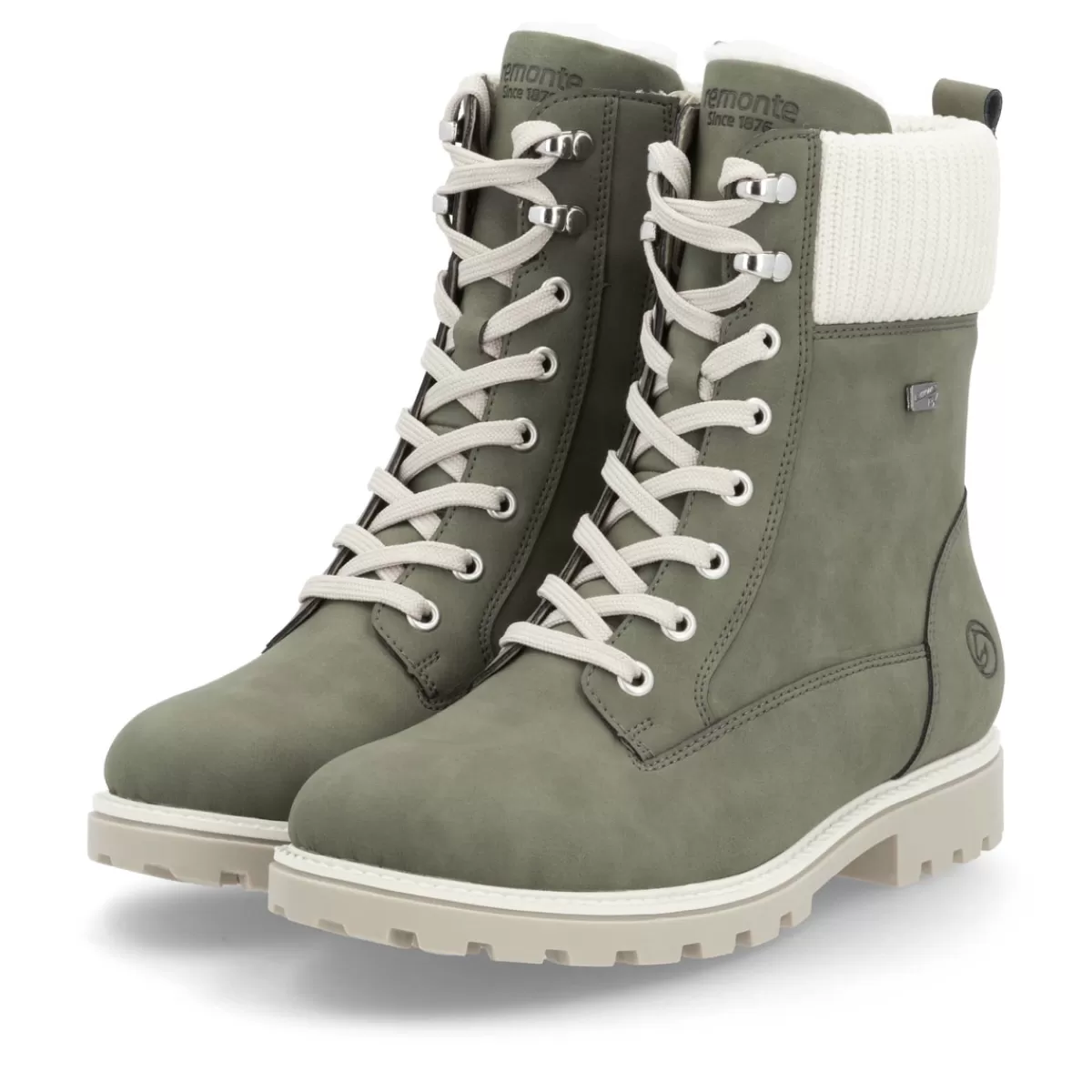 Damen Remonte Damen Schnürstiefel khaki-vanilleweiß