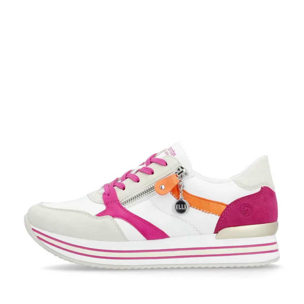 Damen Remonte Damen Sneaker blütenweiß-fuchsia-orange