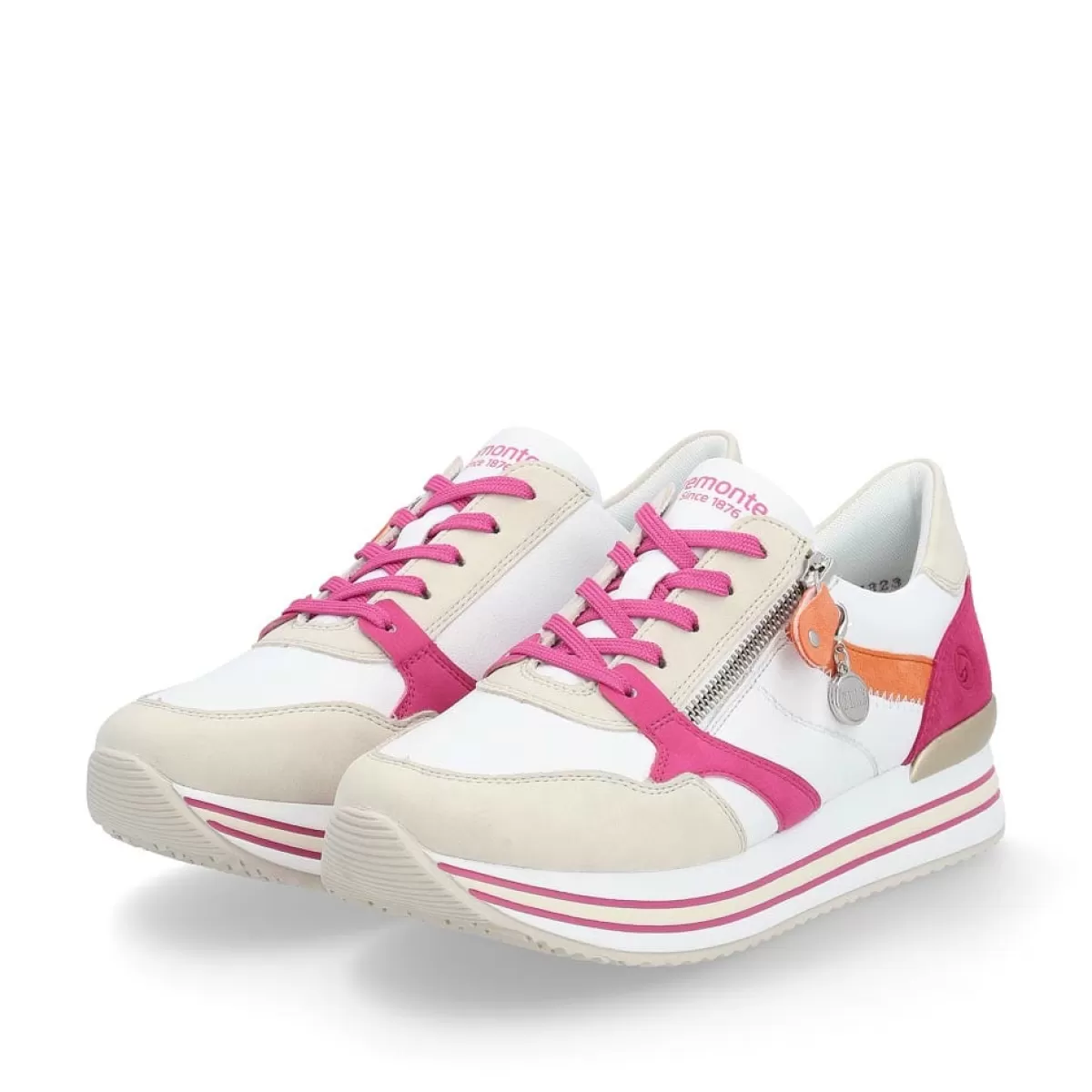 Damen Remonte Damen Sneaker blütenweiß-fuchsia-orange